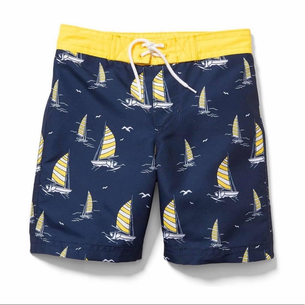 Janie and Jack Navy Sailboat Swim Trunk - NWT